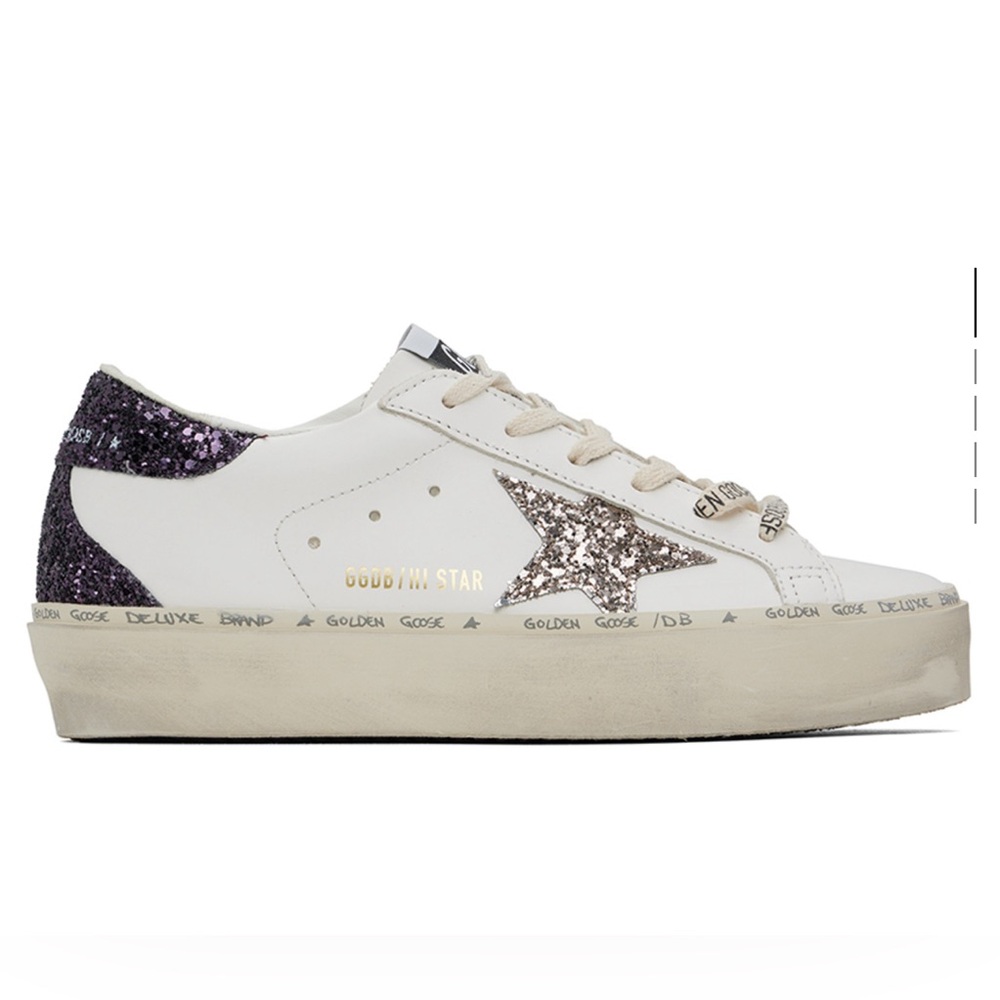 Golden Goose Hi Star Sneaker White purple glitter NIB Auth